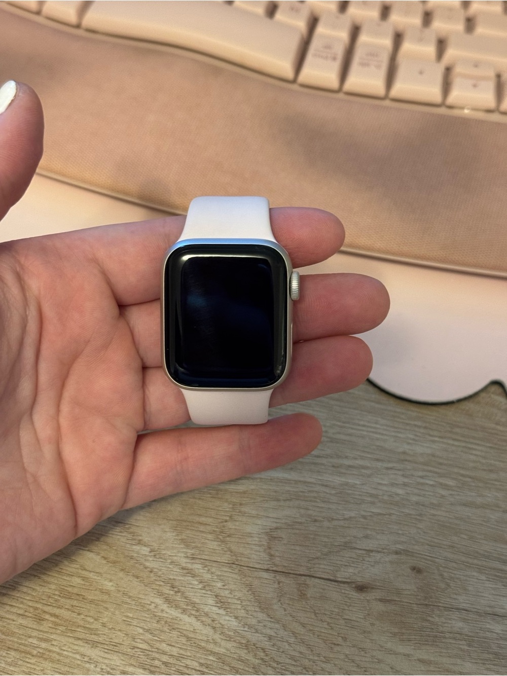 Apple Watch with Pink Sand Band